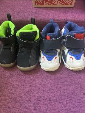 Nike Toddlers' Black & Neon Green High-Top and Blue/White Strap Sneakers (Pair)